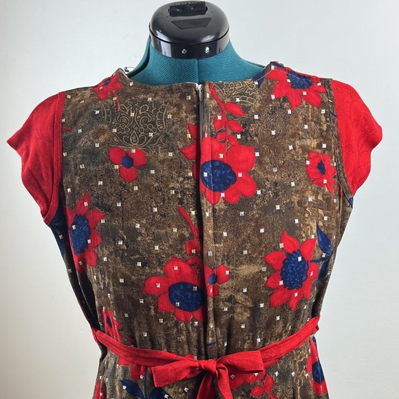 Red/Brown/Blue Embellished Dress - Picture 8 of 11